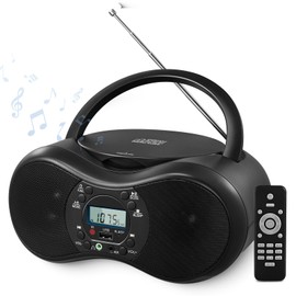 DGXWLLW Portable CD Player Boombox for Home with FM Radio, CD-R/CD-RW/MP3 CDs Playback, Remote Control, Bluetooth, USB Port, 3.5mm AUX-in & Headphone Jack, LCD Display, Sleep Timer, Dual Stereo Sound