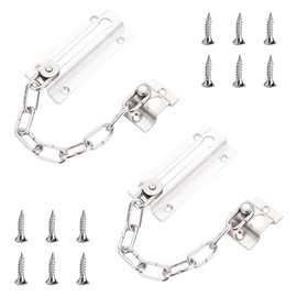 2 PCS Door Security Chain Lock Door Chain Lock Security Door Chains Stainless Steel Door Chain for Bedroom Door Hotel with Screws