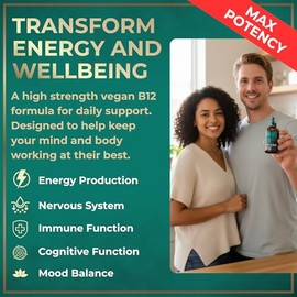 WILD FUEL- “Gotas Líquidas Veganas de Vitamina B12 Acción Rápida 60 x 5000mcg Suplemento de Metilcobalamina B12 Energético,
