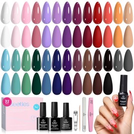Esmalte de uñas en gel Beetles de 25 colores, rosa, rojo, nude, marrón y morado, con 3 capas de base y top coat, colección Urban Rhythm, kit de manicura de salón DIY, regalo para mujeres y niñas
