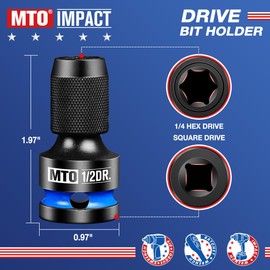 MTO 1/2-Inch Square Drive to 1/4-Inch Hex Socket Adapter, Quick Release Impact Bit Holder, for Impact Wrench Ratchet, CR-MO
