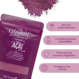 Benmart - Açaí en Polvo Premium 400 g | Superalimento con Antioxidantes, Fibra y Grasas Saludables para Energía y Recuperación Muscular 4 Pack