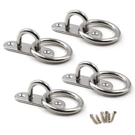 M6 Ceiling Hook Pad Eye Plate 304 Stainless Steel Wall Mount Hook Heavy Duty for Hanging (Pack of 4,Screws Included)