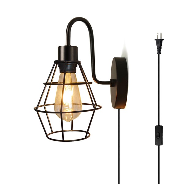 DTIEDY Plug in Wall Sconce with On/Off Switch Wall Mount