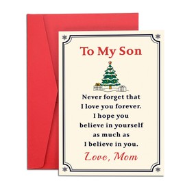 Christmas Cards for Son-Christmas Cards with Envelopes, Christmas Gifts for Son Gifts from Mom, Stocking Stuffers for Son Christmas Card, Merry Christmas Cards for Son, Stocking Stuffers for Teen Boys