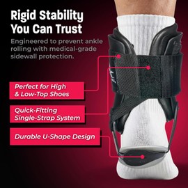 Active Ankle T2 - Tobillera rígida para protección de tobillo lesionada y apoyo para esguinces, animadoras, fútbol y voleibol, regalos de voleibol, uso sobre calcetines en cualquier deporte, color blanco