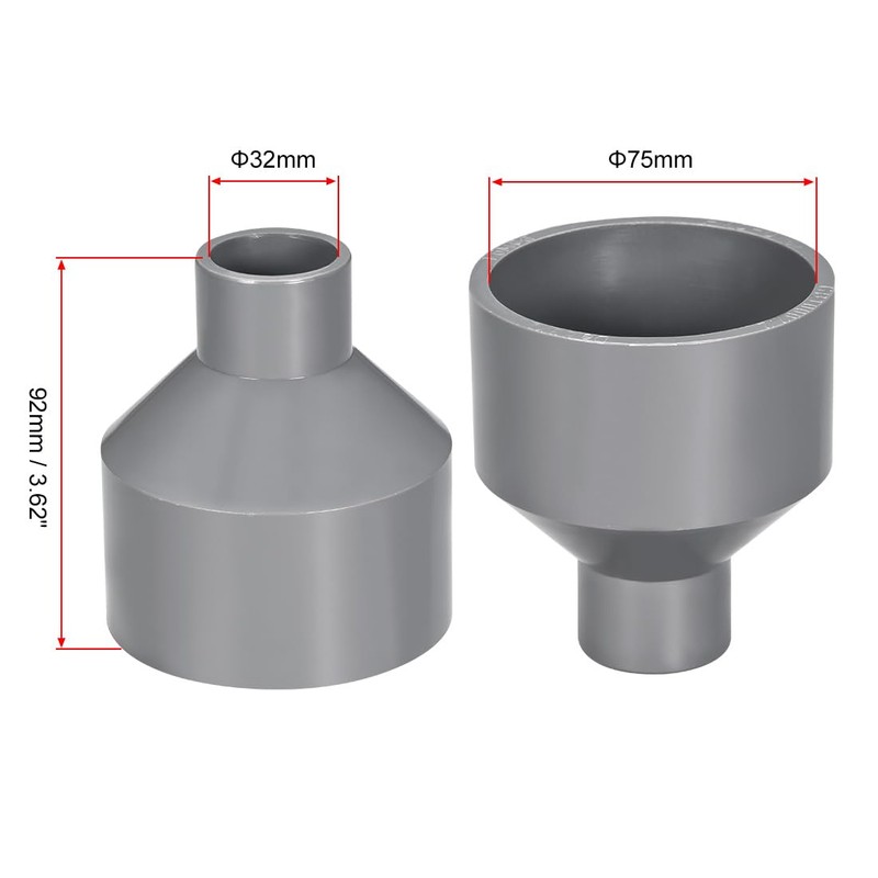 sourcing map PVC DWV Reducing Coupling Schedule 40 Gray 32mm