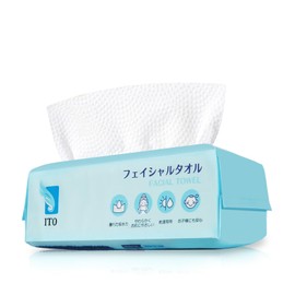 ITO ITO Disposable Face Towel, 60 Count Biodegradable Facial Tissue, Ultra-Soft & Thick Cleansing Towels for Sensitive Skin, Makeup Remover Dry Wipes (1 Pack)