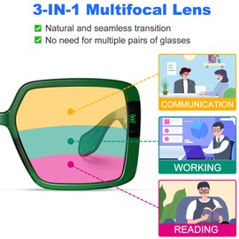 VISOONE Oversized Progressive Multifocal Anti-Fog Reading Glasses with Blue Light Blocking Fashion Readers Women Harvard