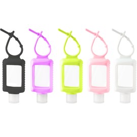 zuylikxy 5-Pack Clear Travel Bottles - Multicolor Portable Refillable Containers with Keychain and Silicone Sleeve, Reusable Leakproof Bottles for Shampoo, Lotion, Backpacking, and Business Trips