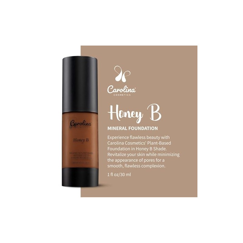 Carolina Cosmetics Base Maquillaje Tono Honey Origen Vegetal Hidratante Minimiza