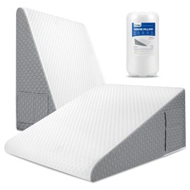 Forias Wedge Pillow 12" Bed Wedge Pillow for Sleeping Acid Reflux After Surgery Triangle Pillow Wedge for Sleeping Gerd Snoring, Air Layer Wedge Cover|Memory Foam Top