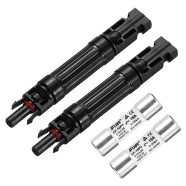 sourcing map 2 Pcs Solar Fuse Holder 15A 1000V Waterproof PV In-Line Fuse Holders with Fuse Solar Inline Fuse Holder Photovoltaic Connectors for Solar Panel System
