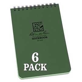 Rite in the Rain Weatherproof Top Spiral Notebook, 4" x 6", Green Cover, Universal Pattern, 6 Pack (No. 946L6)