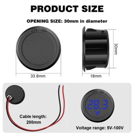 Hoembpn 2 Pieces 12 V DC Voltmeter Waterproof Digital Display Voltmeter LED Display Voltage Meter for Car Motorcycle SUV ATV Marine (Blue)