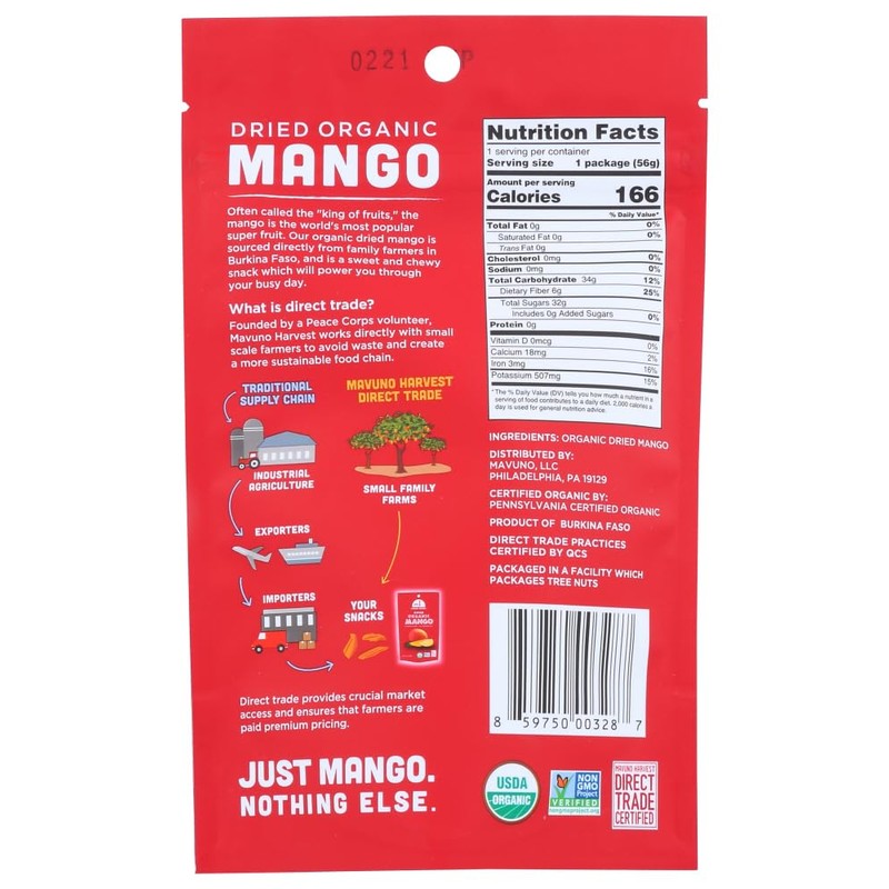 Mavuno Harvest - 100% Organic All Natural Dried Fruit Mango