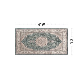 Rugshop Traditional Oriental Medallion Washable Non Slip Area Rug 2' x 4' Green