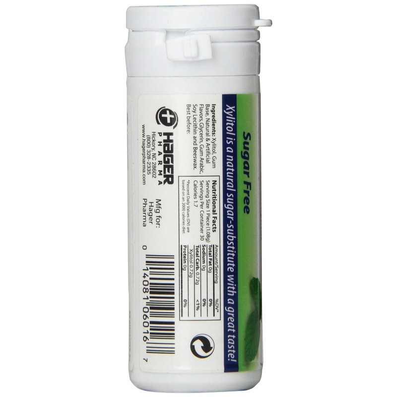 Hager Pharma Xylitol Chewing Gum, Spearmint, 30 Count