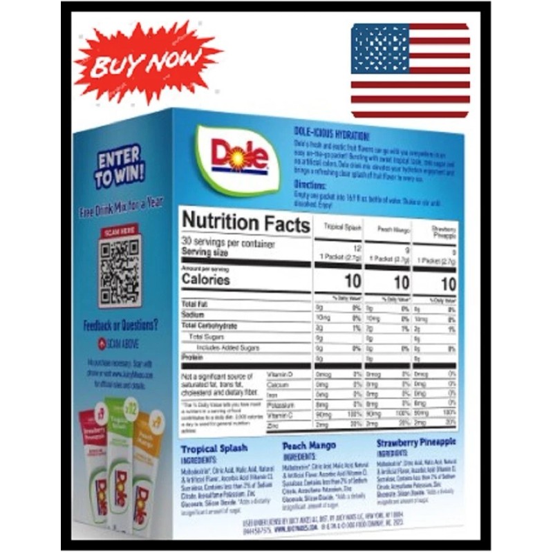 Dole Lemonade Variety Powder Mix, Tropical, Classic, & Strawberry, 30