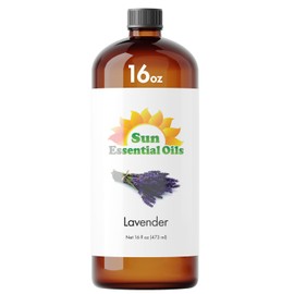Sun Essential Oil - Lavender Essential Oil 16 oz (473 ml) for Diffuser, Humidifier, Skin, Aromatherapy Massage, Scented for Soap & Candle Making at Home, Calming Aroma for Sleep