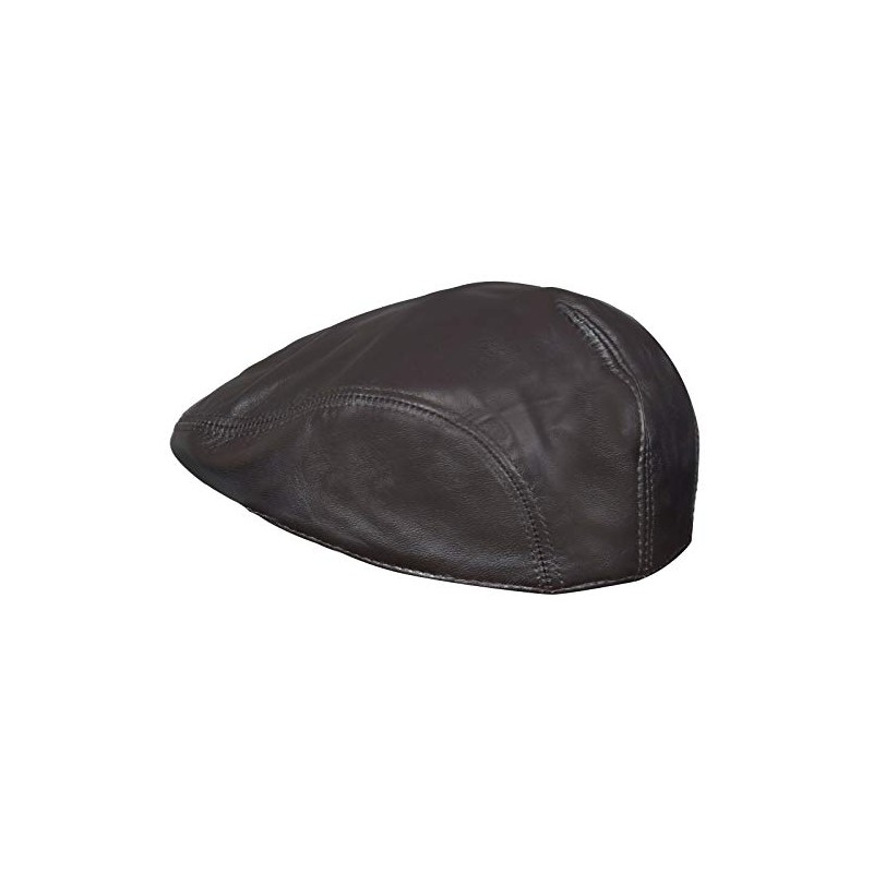 Men's Brown Real Soft Leather Ivy Beret Newsboy Gatsby Golf