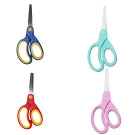 Xinlie Set of 4 Left Handed Scissors Kids Small Scissors Heavy Duty Sharp Stainless Steel Blades with Soft Rubber Handles for Home, School, Office,Clothing and Textiles,Professional Crafting