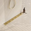 Neodrain 24-in Brushed Brass Rectangular Linear Shower Drain with Brick