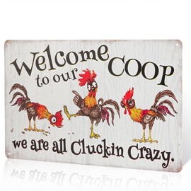 Welcome to Our Clucking Chicken Home Decor Wall Art Sign, Decorative Plaque for Living Room, Kitchen, Bedroom