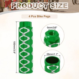 PATIKIL Bike Pegs Fit 3/8 Inch Axles, 4 Pack Aluminum Alloy Anti-Skid Lead Foot Bicycle Peg Back Seat Stands with Circle for BMX Mountain Dirt Bike Cycling Rear Stunt Pegs, Green