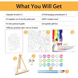 Mowana Paint by Numbers Adult Kit - Hydrangeas Painting by Number Canvas Frame and Easel, Adult Craft Arcylic Oil Painting DIY (8 * 12 Inch)