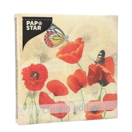 PAPSTAR 200 Servietten, 3-lagig 1/4-Falz 33 cm x 33 cm Poppy Flowers