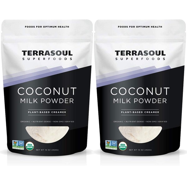 Terrasoul Superfoods Organic Coconut Milk Powder, 2 Lbs (2 Pack) - Plant-Based Creamer | Keto Friendly
