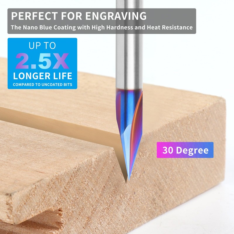 EANOSIC 5PCS CNC Wood Carving Router Bits Set, 1/4'' Shank,