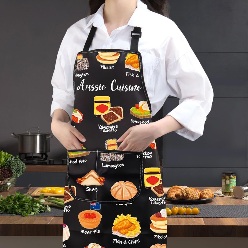 MYSOMY Aussie Cuisine Apron Aussie Foods Lover Gift Australia Themed