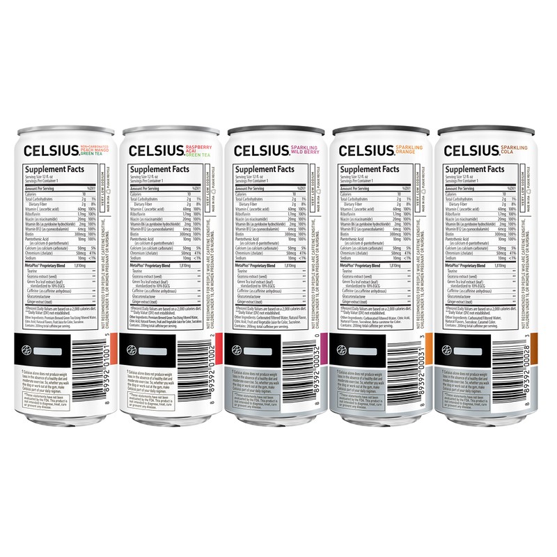 CELSIUS Fitness Drink 9-Flavor Variety Pack, Zero Sugar, Slim Can