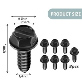 8PCS License Plate Screws,Stainless Steel License Plate Screw Kit Silver License Plate Bolts,Universal License Plate Security Screws License Plate Fasteners for Car SUV Truck (8PCS, Black)