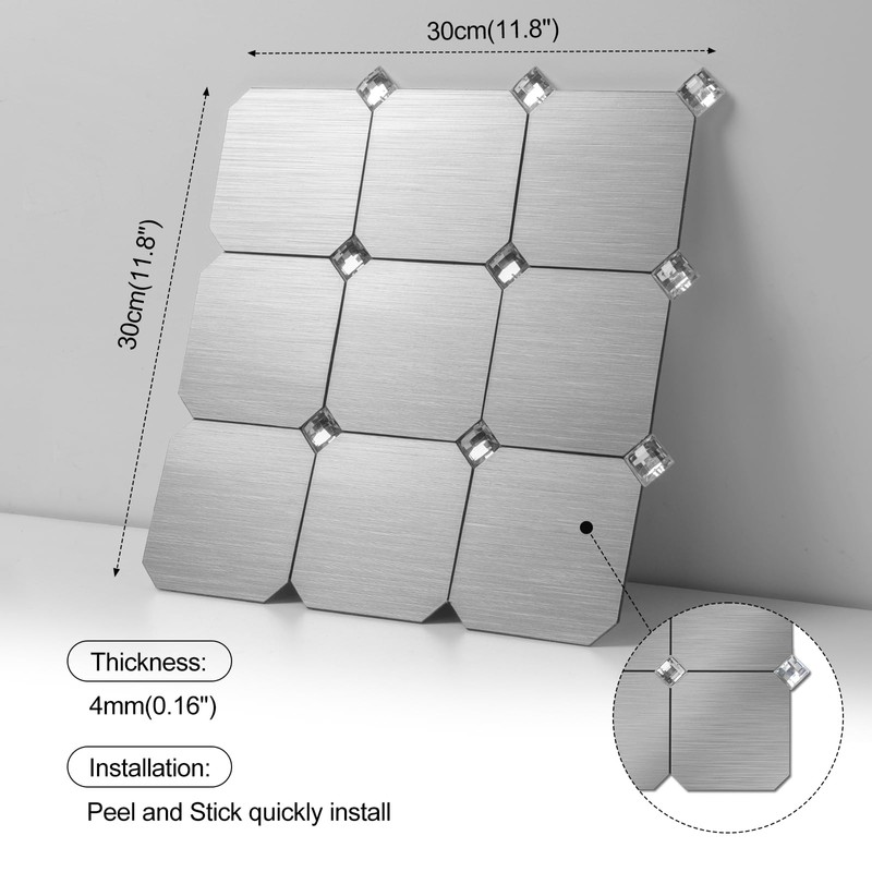 Yipscazo 1 Sheet Peel and Stick Diamonds Tile Backsplash, PVC