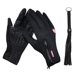 Tomedeks Equestrian Gloves (Waterproof Quad Black) + Black Tassel Whip Horse Riding Gloves Lightweight, Breathable, Grippy Non Slip Material Comfort Mesh Back - Touchscreen Gloves