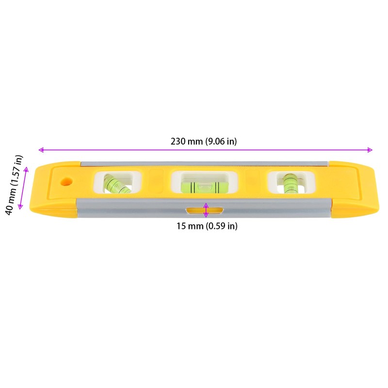 HAKZEON 14 PCS 9 Inch Yellow Magnetic Torpedo Level, Plastic