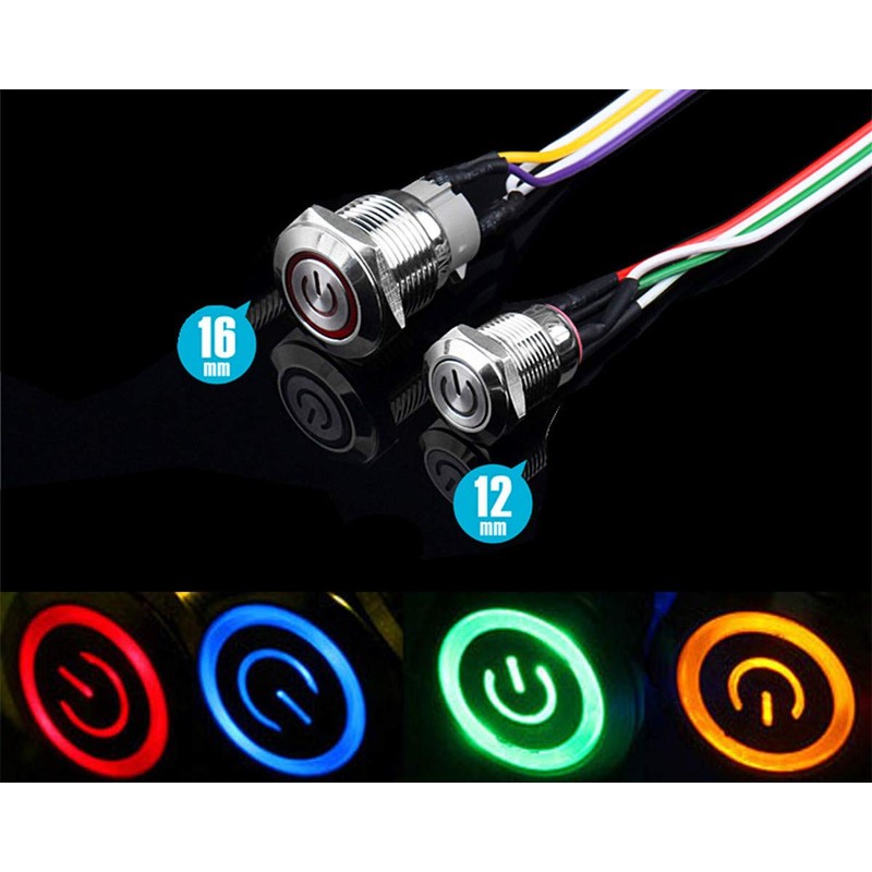 NOYITO 16mm Chassis Switch Metal Button Switch with 22inchs Extension