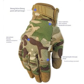 Full Finger Touch Screen Contact Gloves Hard Knuckle Cycling Biking Paintball Airsoft (Dark Camo, Large)