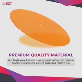 Acrylic Turntable Mat,11.75” Platter Slipmat for 12" Vinyl Record Players, Antistatic, Noise-Reducing Design for Enhanced Sound Quality and Tighter Bass, (Lit_Orange Slipmat)