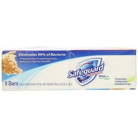 Safe-Guard Safeguard White Antibacterial Bar Soap with A Touch Of Aloe Vera 4 Oz 8 Bar Soap