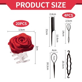 20-Piece Rose Hairpin and 4-Piece Hairpin, Hair Styling Accessories, Hairstyle Decorations, Elee and Simple Hair Accessories