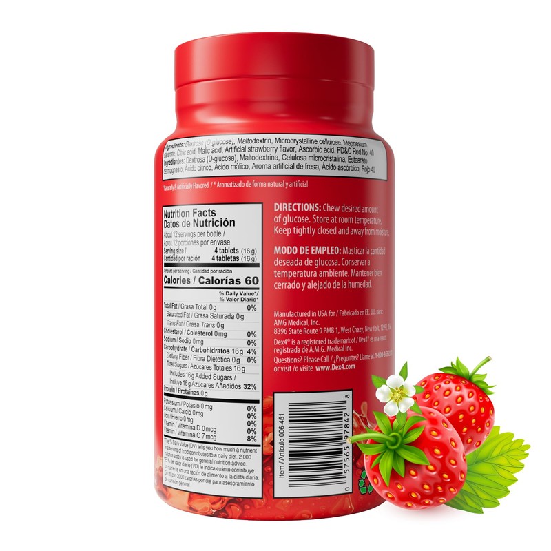Dex4 Glucose Tablets, Fast Acting Glucose, 4g Pre-Measured Glucose per