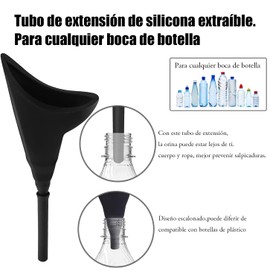 Orinal Femenino Embudo Femenino para Orinar Camping Dispositivo Orinal Mujer con Tubo de Extensión para Viajes en Coche, Camping, Senderismo (Negro)