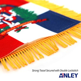 Anley 4 X 6 Inch Dominican Republic Fringy Window Hanging Flag - Mini Flag Banner & Car Rearview Mirror Décor - Fringed & Double Sided - Dominican Hanging Flag with Suction Cup