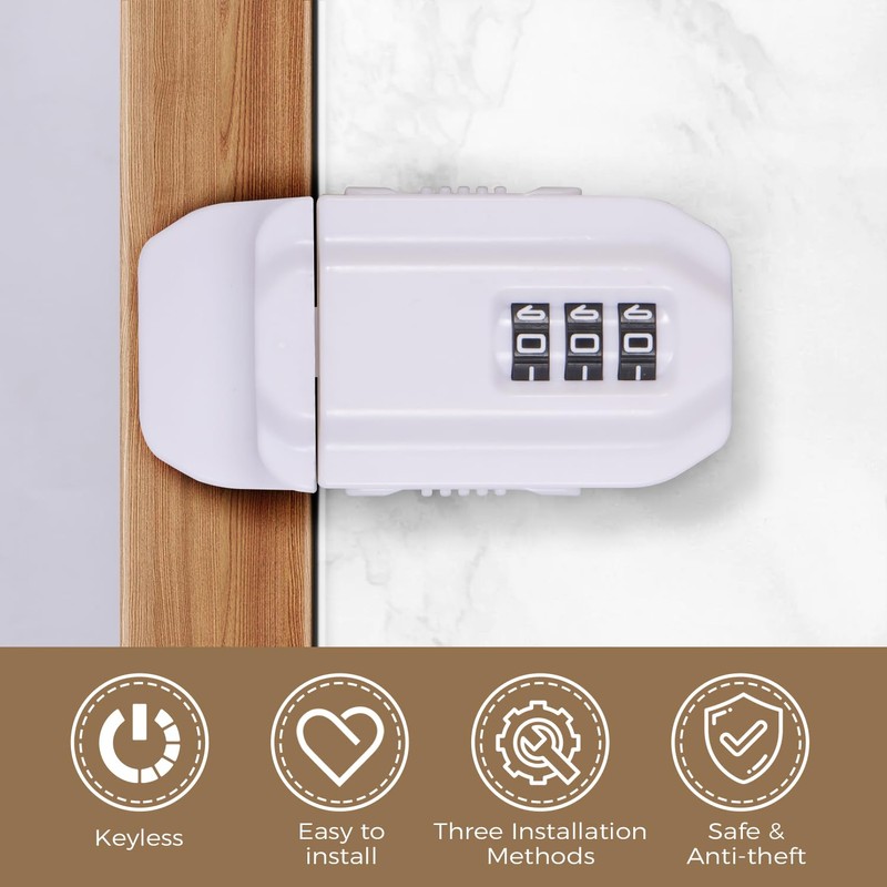 4 PACK Child Proof Sliding Cabinet Door Combination Locks Baby