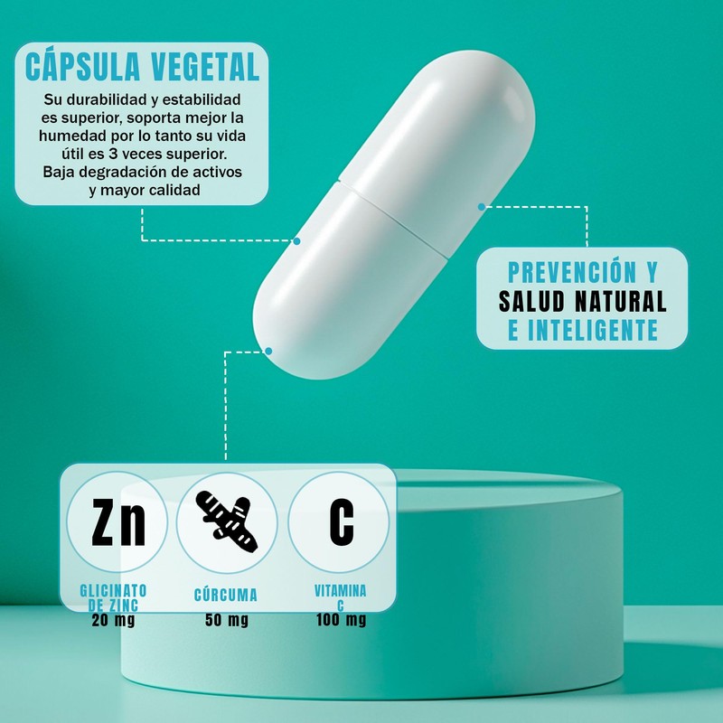 Bisglicinato de Zinc | Mayor absorción | con Cúrcuma y