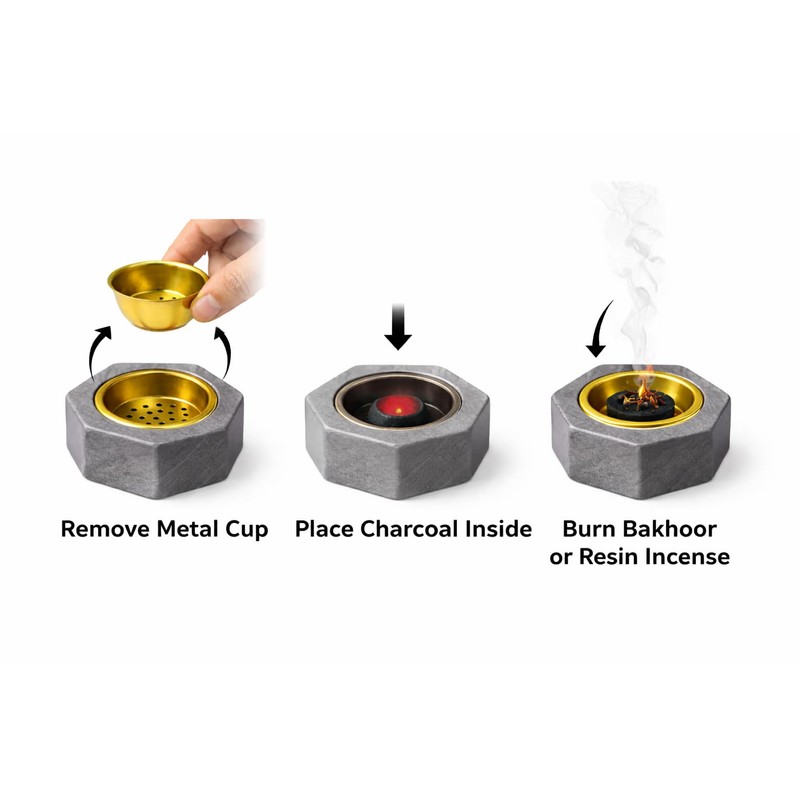 Mini Bakhoor Burner Resin Incense Holder with Metal Cup –